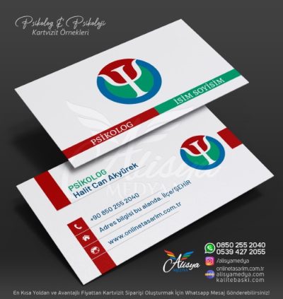 sade kurumsal tasarım - psikoloji logo içeren psikolog kartvizit örneği
